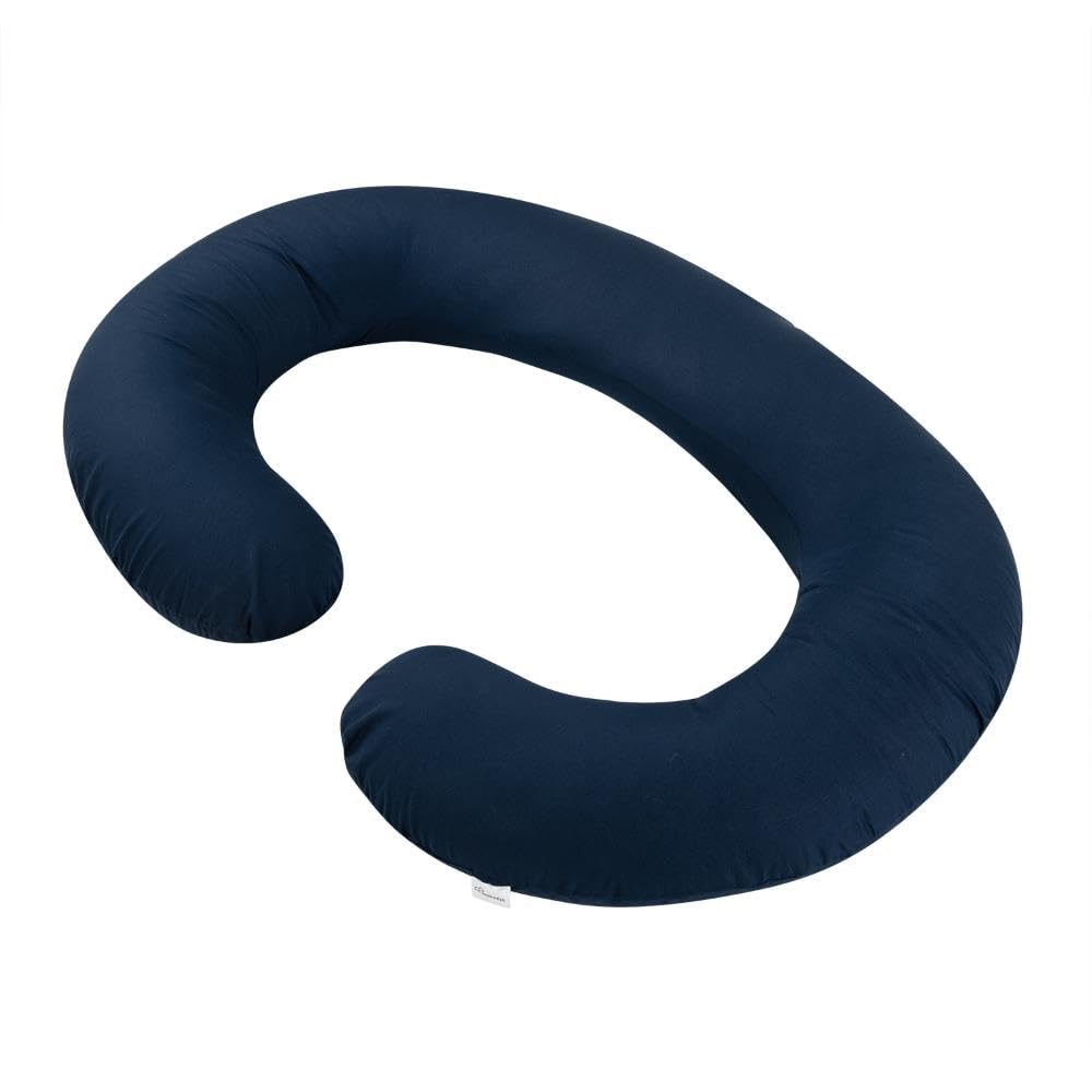 Pregnancy Pillow, C Shaped Pillow, Maternity Pillow For Sleeping - Navy Blue | 100% Cotton Pillow For Pregnant Mothers With Breathable & No Heat Fabric - Full Body Support For Better Sleep