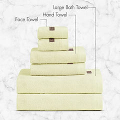 Spread Spain Bamboo Towel Bath, Hand & Face Towel 1950 Gsm | High Absorbent Super Soft | Hotel Spa Decorative Bathroom Towels | Cream (Set Of 6)
