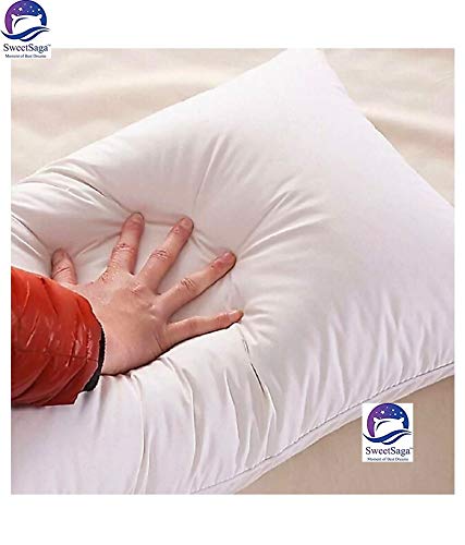 Microfiber Filled Bed Pillow, Comfortable Sleep, White, Standard Size - 16 X 24 Inch | Neck Support, Anti Dust Mite, Antibacterial | Rectangle Shape, Pillow For Sleeping - Set Of 4