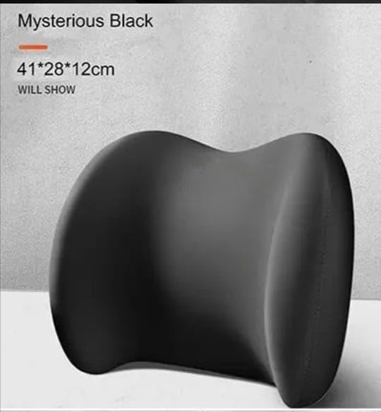Memory Foam Lumbar Support Pillow For Driving, Ergonomic Car Seat Backrest Cushion, Black - 41 X 28 X 12 Cm | For Office & Home - Removable Cover, Zipper Design, Soft, Skin-Friendly