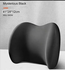 Memory Foam Lumbar Support Pillow For Driving, Ergonomic Car Seat Backrest Cushion, Black - 41 X 28 X 12 Cm | For Office & Home - Removable Cover, Zipper Design, Soft, Skin-Friendly