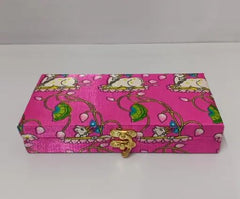 Decorative & Attractive Box Cash Box, Shagun Box, Jewellery Box, Money Box Envelop Wedding, Gift Box, Bangel Box With Cow Lotus Embroidery Design, Colour - Pink