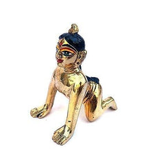 Ashtadhatu Brass Laddu Radha Idol, Radha Rani Murti, Gold, Brass, Idol - 3 Inch, Beautiful Statue, Occasion, Handmade, Bal Radha Rani Ji Idol