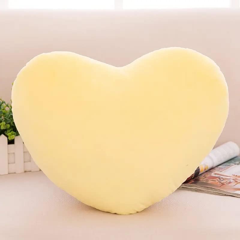 Heart Pillow, Heart Shape Throw Pillow, For Kids Room, Yellow - 11 X 11 Inch | Fluffy Heart Decorative Pillows, Cute Plush Pillow, Home Decorative For Living Room, Girls Bedroom, Washable