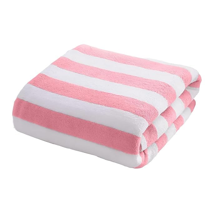 Pure Microfiber Bath Towel 500 Gsm | Absorbent Super Soft & Comfortable Quick Drying Towel (Pink & White)