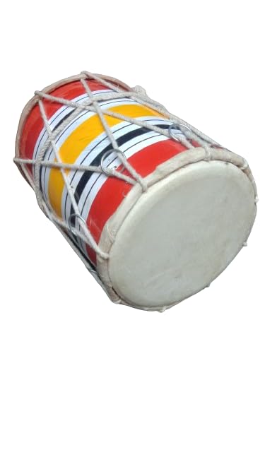 Pure Handmade Miniature Musical Instruments Wooden Kids Dholak - Multicolor | Perfectly Symmetric Round Dholak - Dholak For Festival, Wedding, Satsang | Punjabi Dhol Drum, Housewarming Gifts