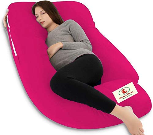Premium Multipurpose Microfiber Pregnancy Pillow For Pregnant Women - Hot Pink | 100% Cotton, Zippered Cover, Lightweight, Removable Cover, Full Body Pillow, Soft Pillow - Pack Of 1