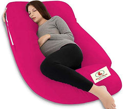 Premium Multipurpose Microfiber Pregnancy Pillow For Pregnant Women - Hot Pink | 100% Cotton, Zippered Cover, Lightweight, Removable Cover, Full Body Pillow, Soft Pillow - Pack Of 1