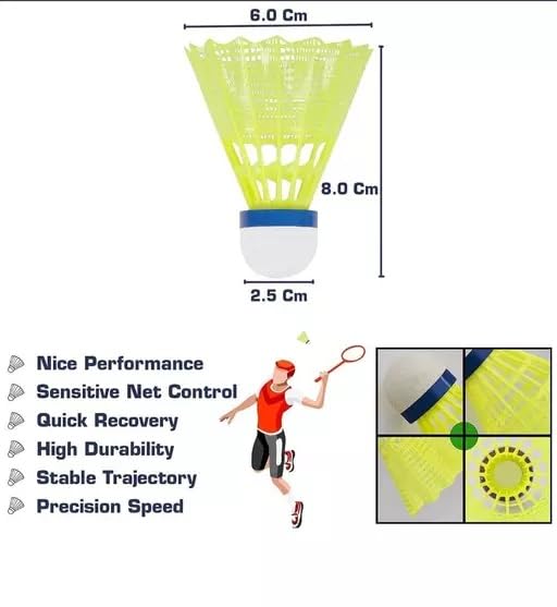 Zonex 6000 Badminton Nylon Shuttlecocks For Precision Play | Green Pack Of 6