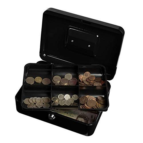 Latest Heavy Metal Locking Large Cash Box For Home Office Shop Money Cash, Colour - Black, Special Feature - Portable