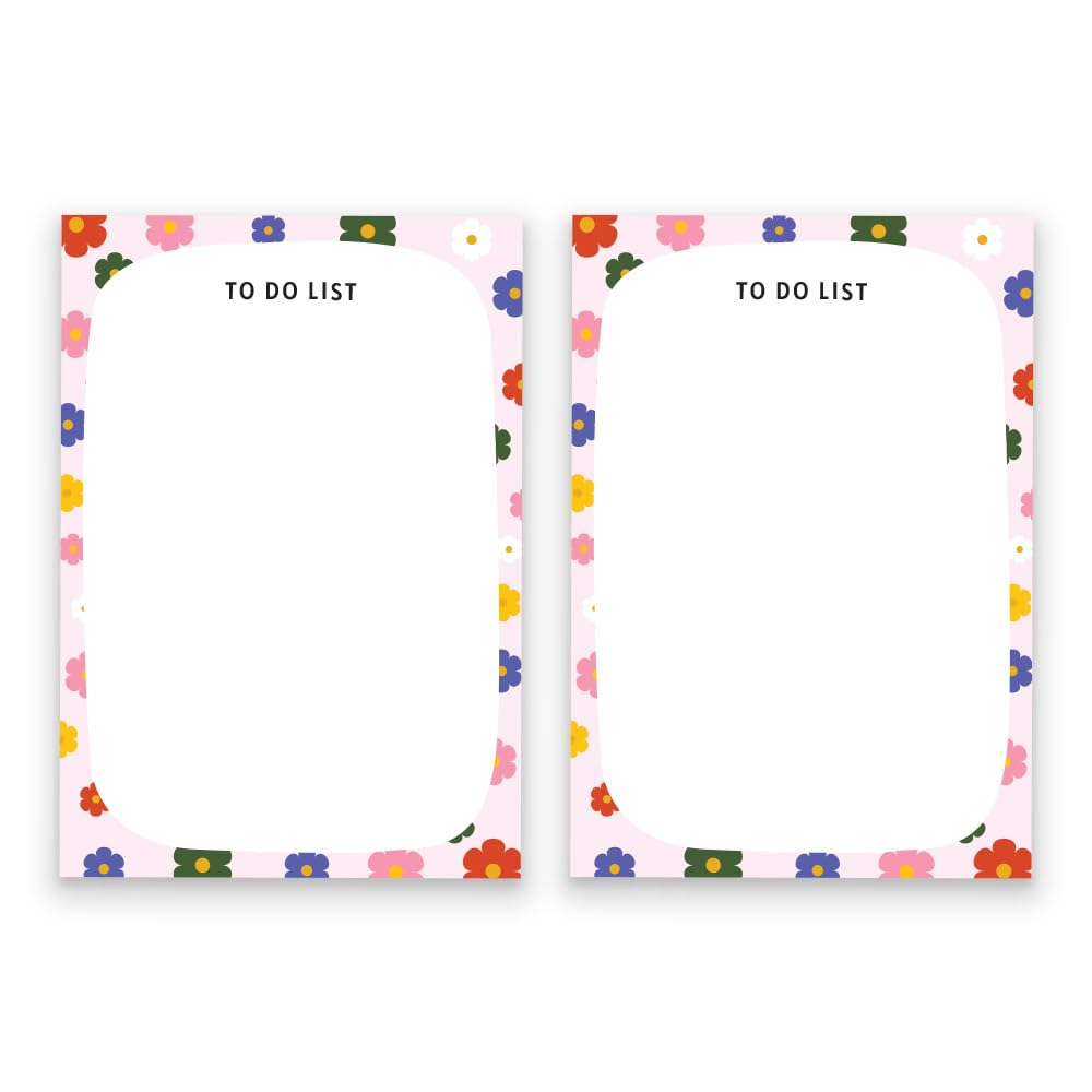 To Do List Notepad, Daily Writing Pads Trendy & Stylish Doodling Pads (Floral) 50 Sheets