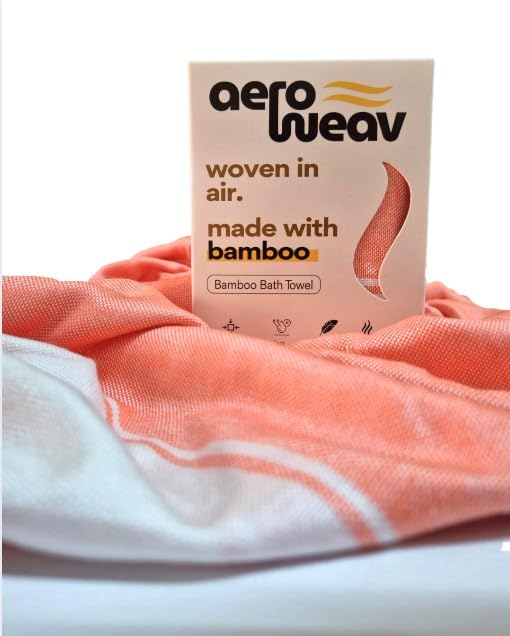 Aero Weav Ultra Lightweight Bamboo Bath Towel 200gsm | Compact, Portable & Less Than Skin-Friendly & Eco-Friendly Travel Towel (Wannabe Orange)