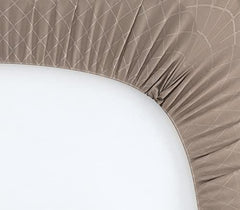 Premium Cotton Elastic Fitted Bedsheets With 2 King Size Pillow Covers | 72 X78+10 Inches, Tan - Double Bed With All Around Elastic 180 TC Super Soft