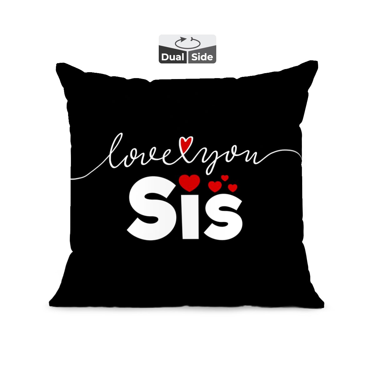 Black Pillow Cushion For Best Sister, Premium Pillow - 16 Inch | Unique Thoughtful Cute Birthday Diwali Pillow Gift For Best Sister | Premium Filler Cushion, Dual-Sided Design - Design 26