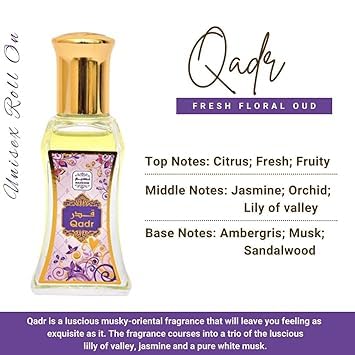 Naseem Qadr Concentrated Perfume Oil Rollerball 24ml 0.8 Fl.oz. Alcohol Free | Arabian Fragrance Oil For Women