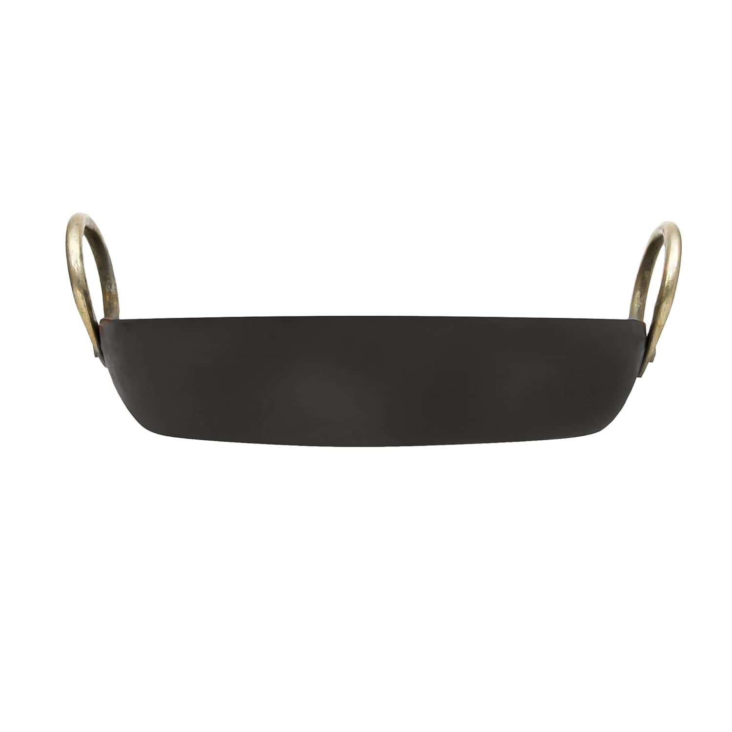 Black Iron Flat Kadhai - 10 Inch | Tavi, Tai, Fry Pan For Making Jalebi, Maal Pua, Dal Tadka - Free Stainless Steel Scrubber