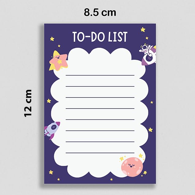 To Do List Notepad, Daily Task Pad With Checklist, Space Theme Tear-Off Writing Pads (Set Of 2)