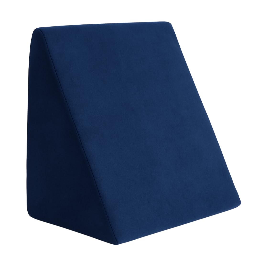 Bed Wedge Pillow, Orthopedic Back Cushion For Sleeping, Compact Pillow, Blue | Neck & Back Pain Support - Ideal For Acid Reflux, Post Surgery, Anti Snoring, Maternity, Model No - BS34