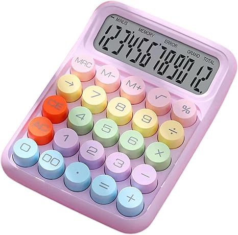 Bluetick Desktop Calculator - Big Buttons | 1 Year Warranty | Aesthetic Candy Color | Comfortable Touch | 12 Digits Display (Purple)