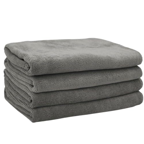 Showstopper Super Soft Microfiber Hand Towels 1200 Gsm | Ultra Absorbent, Lint-Free, Scratch-Free, Quick-Dry, Gym & Workout Towels - Set Of 6 (Grey)