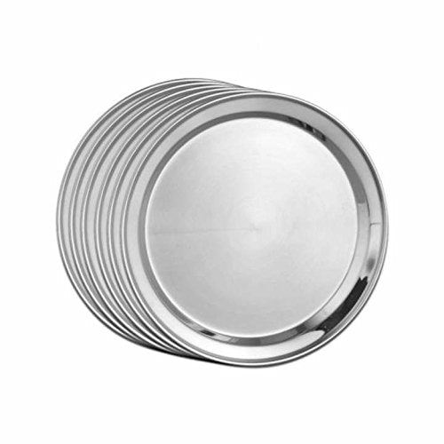 Stainless Steel Majestic Full Plate Set Of 6 Piece - Silver | Easy To Clean & Dishwasher Safe