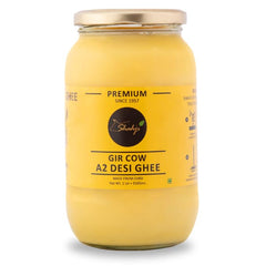 Natural A2 Desi Gir Cow Ghee By Shahji | High In Protein Fiber & Nutrients Healthy Desi Cow Ghee For Muscles | (1 Litr) 33.8 Ounce | Jar Pack
