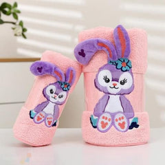 Homecloud Super Soft Rabbit Bath Towel With Hand Towel 700 Gsm | 3x Softer Than Cotton Towels A Gift For Baby Shower | Set Of 2 (Pink)