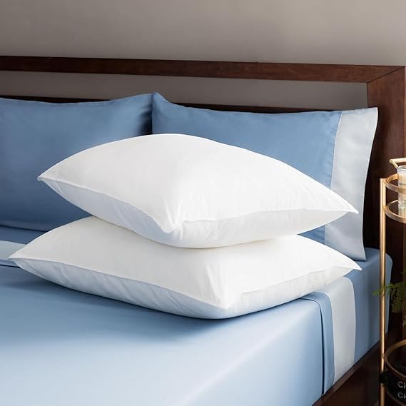 Microfiber Soft White Pillows For Sleeping White - 16x24 Inch | Standard Size, Rectangular Shape, Neck Support, Anti Allergic, Lightweight, Neck Plain, For Long-Lasting Use - Set Of 2