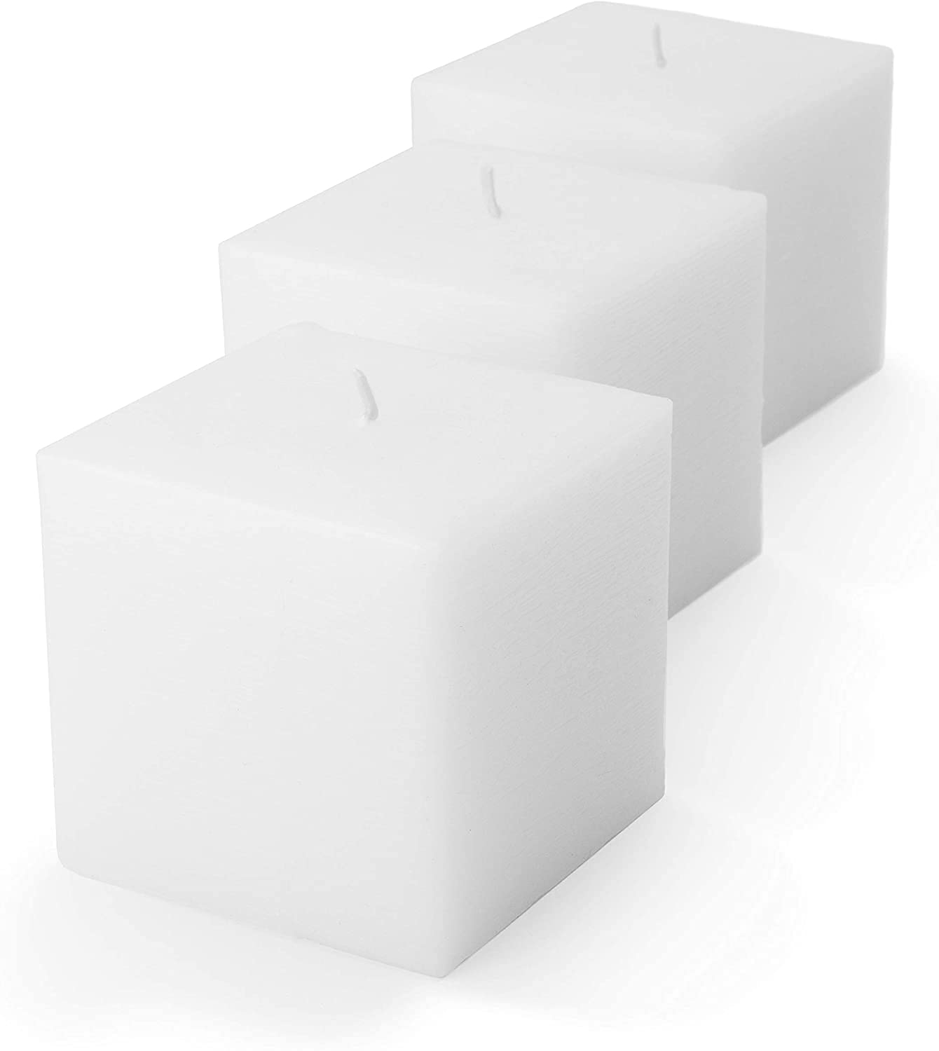 WHITE SQUARE CANDLES SET OF 3 | 3 * 3 * 3INCH EACH | ROMANTIC UNSCENTED CANDLES
