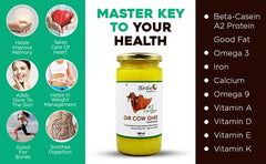 Natural A2 Certified Sahiwal Desi Cow Ghee By Birdie Superfoods | Rich In Nutrients Flavor Healthy Desi Ghee | 500ml (250ml * 2) 16.9 Ounce | Glass Bottle