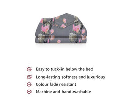 100% Cotton Single Bedsheet With 1 Pillow Covers | 60 X 90 Inches, Grey | Premium Super Soft Super Cotton Bedsheet