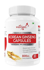 Natureal Korean Ginseng Extract 800mg Capsules, Antioxidant Properties That Make The Body Strong Enough To Deal With Fatigue | 60 Capsules 100gm 0.2lbs