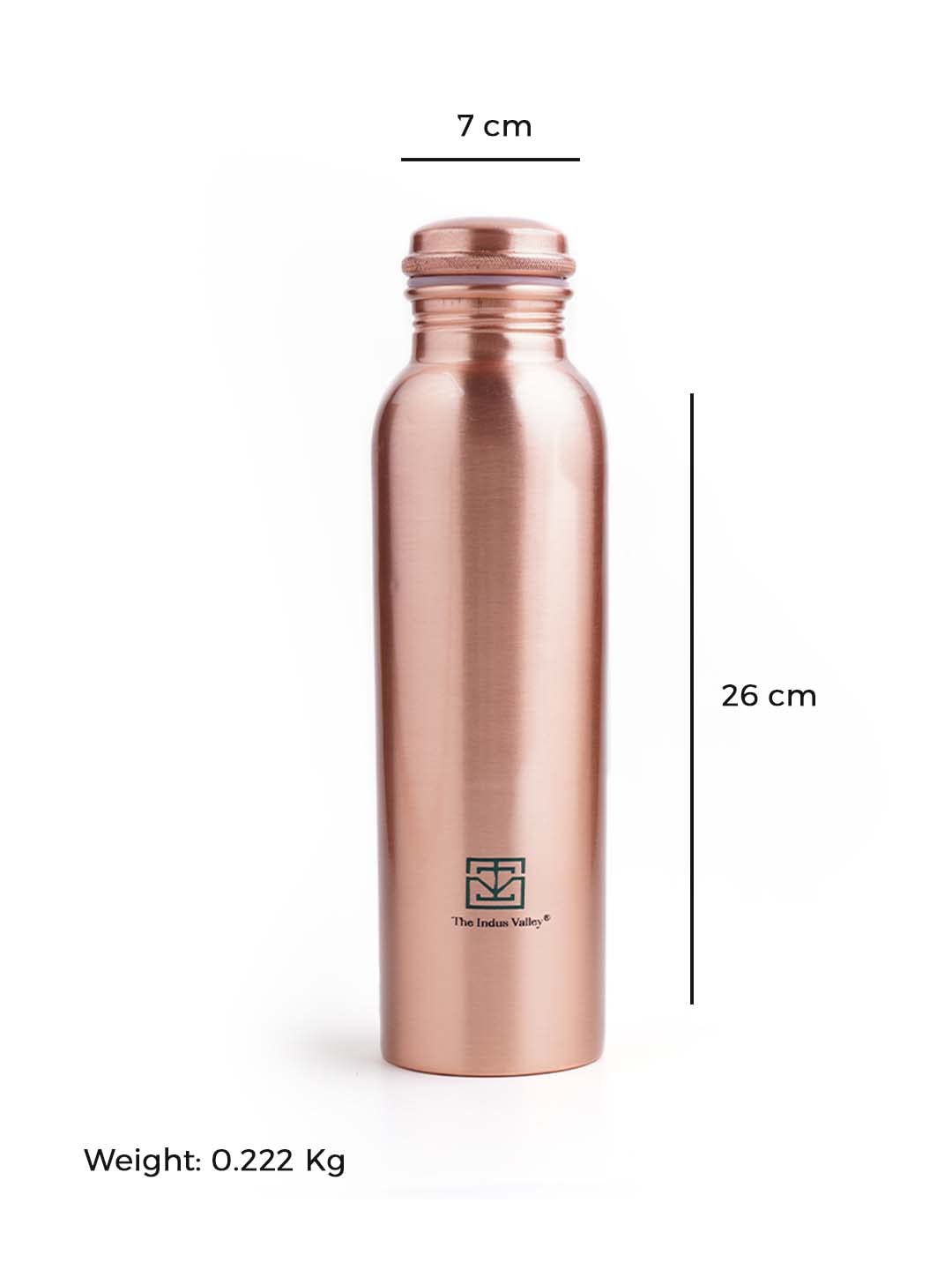 Copper Bottle With Lacquer Finish Suitable For Home, School, College & Office - 1 Liter, 222 Grams, Leak Proof | Rust Proof, Easy To Carry, Pure & Healthy, 100% Toxin Free