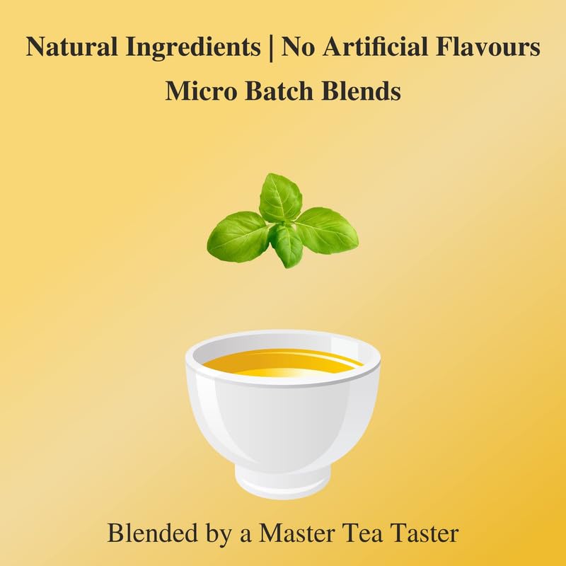 San-Cha Ayurveda Three Tulsi Herbal Tea - 25 Biodegradable Pyramid Tea Bags | Sweet Citrus & Spicy Inner Cleanse Herbal Tea - Zero Caffeine