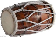 Handmade Mango Wood Dholak - Brown | Professional Grade Dholak, Made With Thoroughly Dried Mango Wood - Perfectly Symmetric Round Dholak