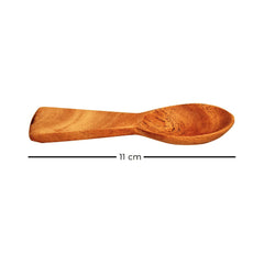 Neem Wooden Masala Brown Spoon Set For Measuring Sugar, Grains, Salt, Condiments & Masala Spices, Coffee Powder, Tea Powder - Set Of 6 Pieces, 11 Centimeters