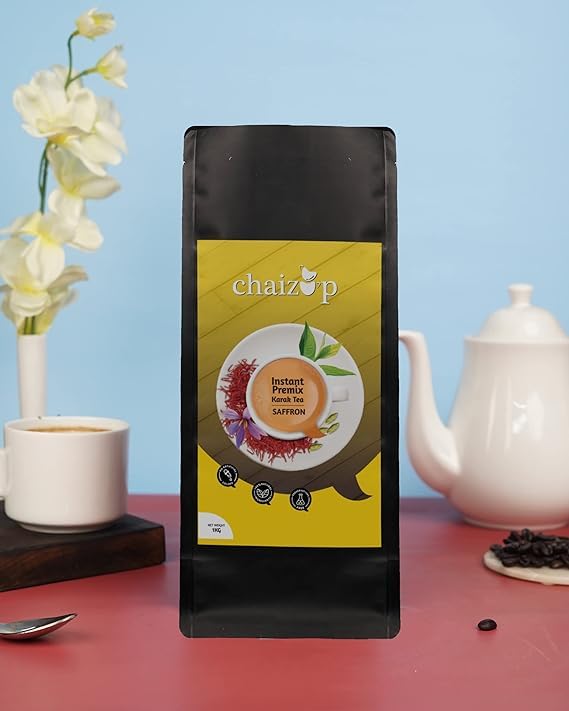 Chaizup Premium 1 Min Instant Saffron Tea Premix - 1 Kg Poly, 35.2 Ounce | Instant Kesar Chai Powder - Just Add Hot Water | Low Caffeine