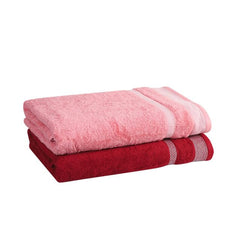 Mafatlal Premium Cotton Bath Towel 1100 Gsm | Quick Dry, Durable Long Size Towel- Pack Of 2 (Pink & Red)