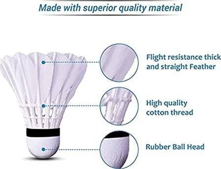 UDKI FS - 20 Feather Shuttlecock Speed 78 , Extended Durability | White , Pack Of 12