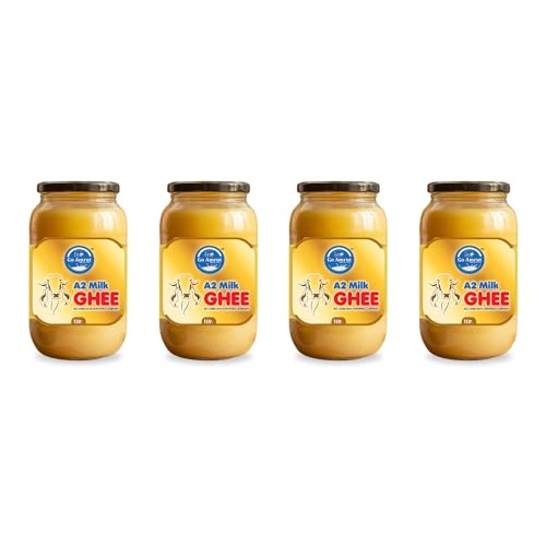 Pure A2 Milk Ghee By Go Amrut | Rich In Nutrients Vitamins A, D & K Healthy Desi Ghee Good For Bones Health | 2 Litre (500ml * 4) 67.6 Ounce | Jar Pack