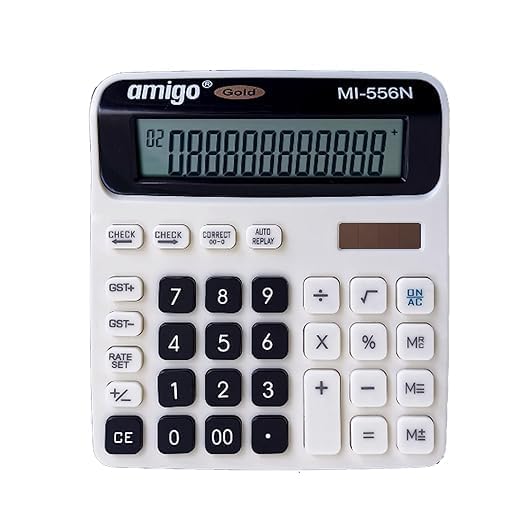 Peacora MI-556N 112steps Check & Correct Calculator For Office, Shops And Student (12 Digit) (Black & White)