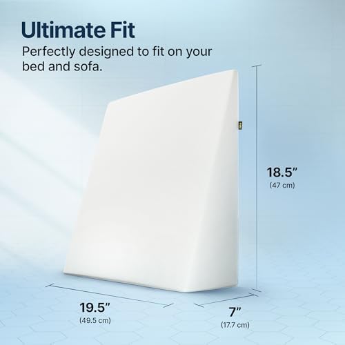 Complete Back Support Wedge Cushion With Memory Foam Pillow, White | Improves Comfort & Posture While Sitting -Working On Bed | Premium Removable Covers, Resting, Multi-Use Pillow