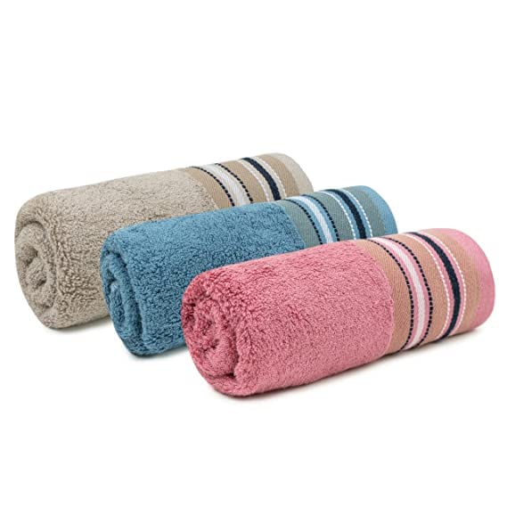 Mush Designer Bamboo Face Towel 600 Gsm | Ultra Soft, Absorbent & Quick Dry Face Towel - Emerald Blue, Ruby Red & Royal Beige (Set Of 3)
