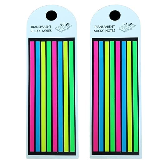 Transparent Sticky Note Highlighter Strips, For Books, School Notes, Multicolor - Pack Of 2