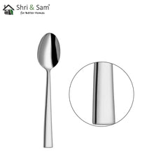 Stainless Steel Lotus Plain Baby Spoon Set Of 6 Pieces, Silver | Easy To Clean & Dishwasher Safe