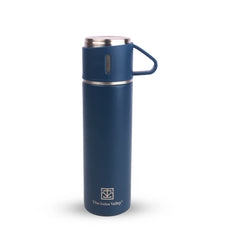 Stainless Steel Vacuum Insulated Flask With Drinking Mug - Blue, 500ml | Double Walled, Hot & Cold Temperature, Leak Proof, BPA-Free