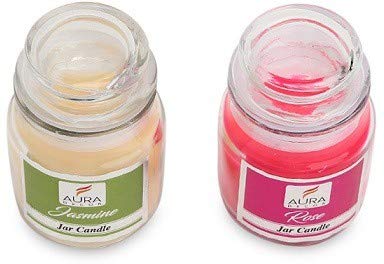 ROSE & JASMINE FRAGRANCE JAR CANDLE SET OF 2 | BURNING TIME 35 HOURS