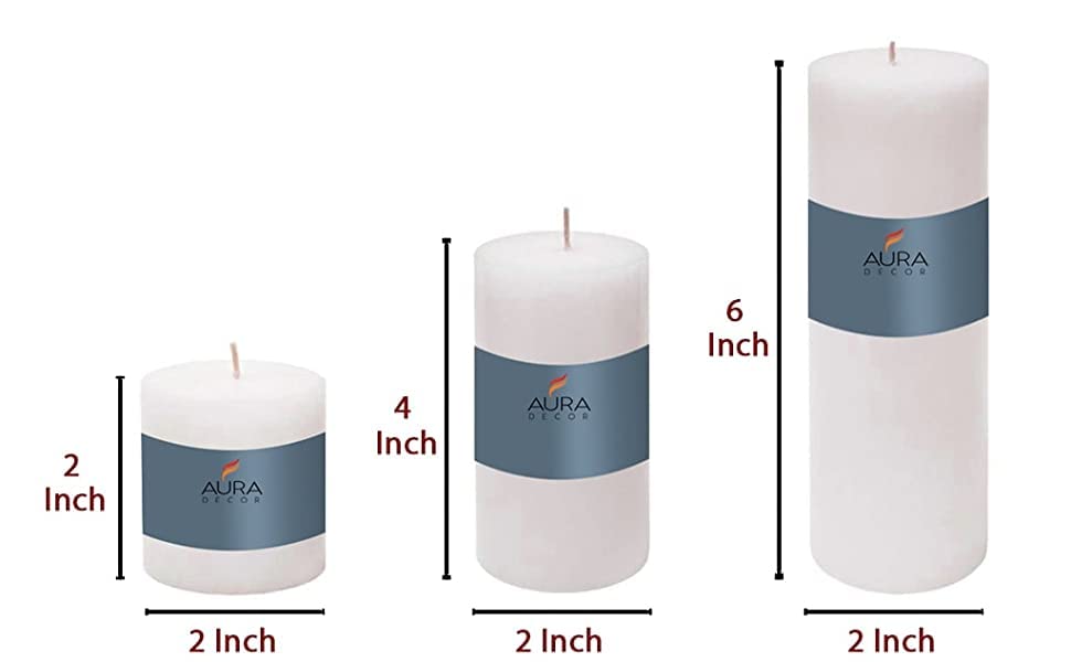 WHITE PILLAR CANDLES SET OF 3 PARAFFIN WAX | PERFECT FOR ROMANCE PURPOSE CANDLES
