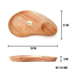 Brown Neem Wood Serving Platter For Serving Fruits | Vegetable Platter, Cookies, Chocolates, Cereals, Snacks, Salad, Dry Fruits, Chips - 28cm - Mango Shaped Platter