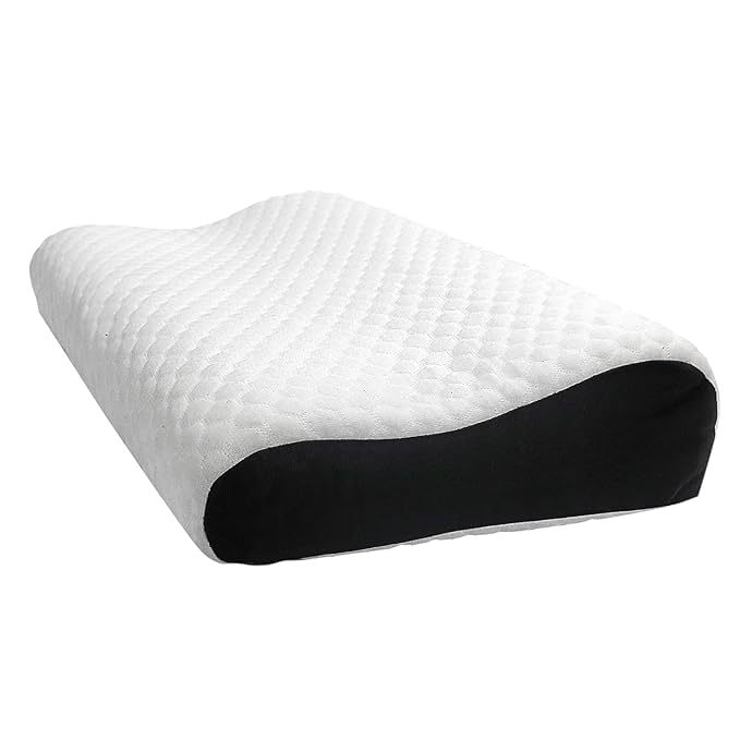 Orthopedic Memory Foam Pillow, Cooling Gel Pillow, White & Black, Standard Size - Sf 1 | Neck & Back Support, Pillow For Sleeping, Bed Pillow | Comfortable Pillow, Adjustable, Soft Pillow